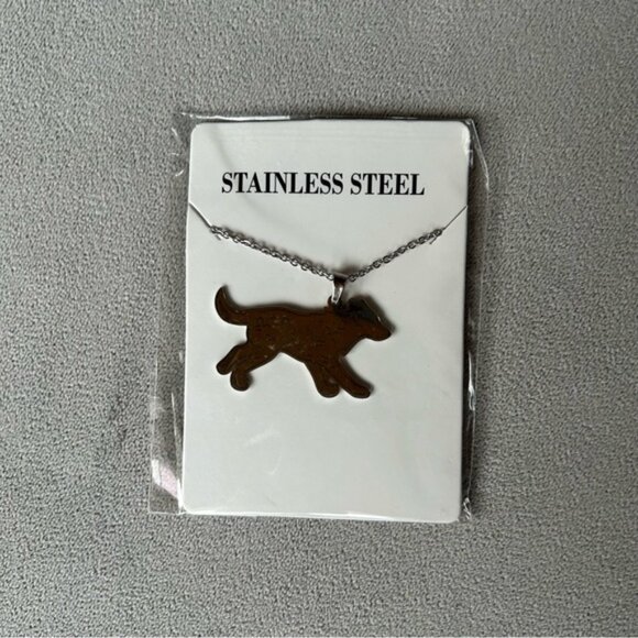 Wolf Silhouette Stainless Steel Pendant ~ Adjustable Necklace ~ Brand New - Picture 7 of 9